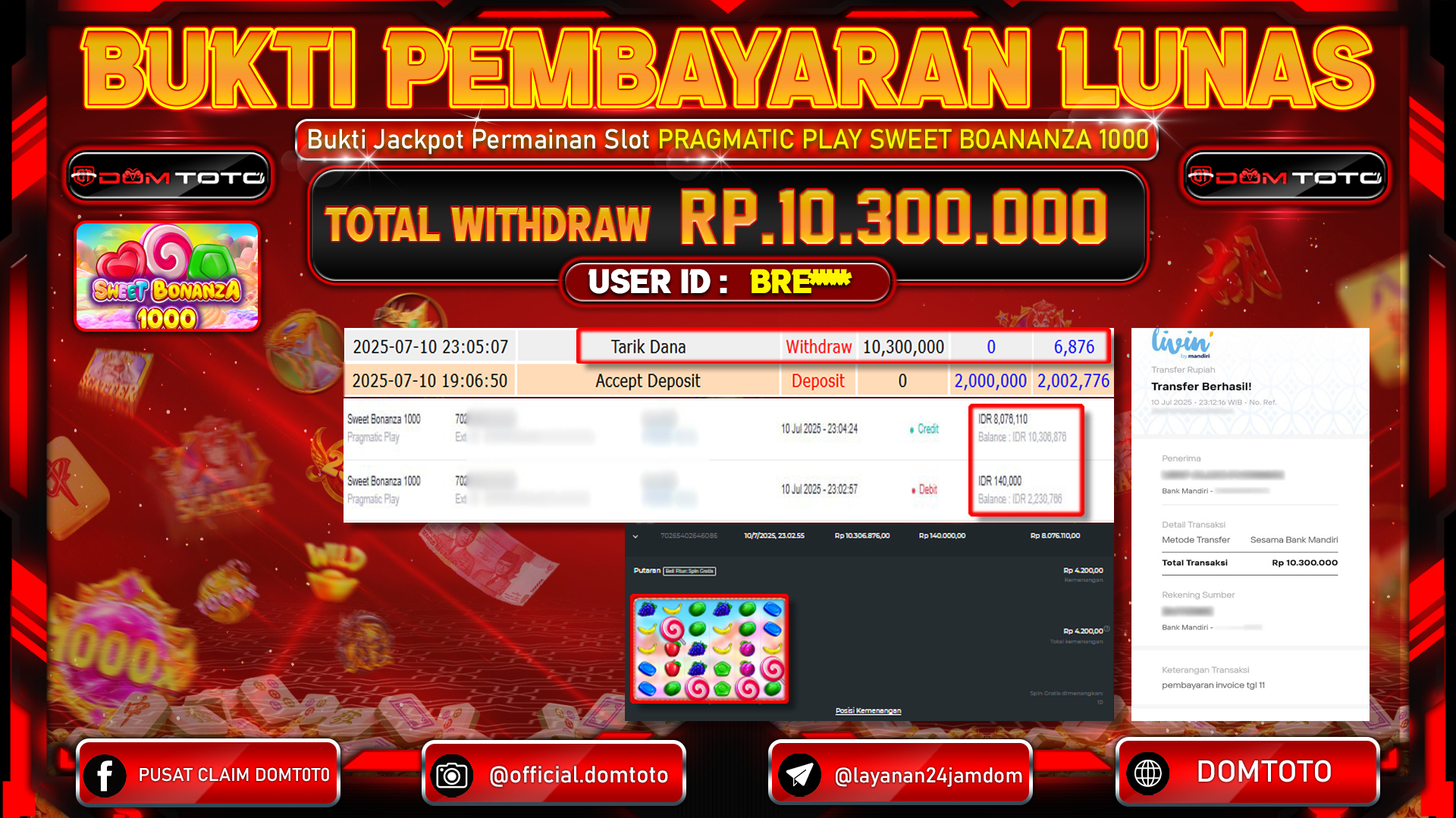 JACKPOT SLOT SWEET BONANZA 1000 10  JULI 2025